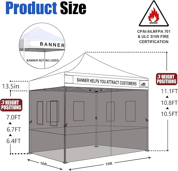 Eurmax USA 10'x10' Pop-up Canopy Tent Commercial Instant Canopies with 4 Removable Zipper End Food Service Wall kit and Roller Bag, Bonus 4 SandBags(Forest Green)
