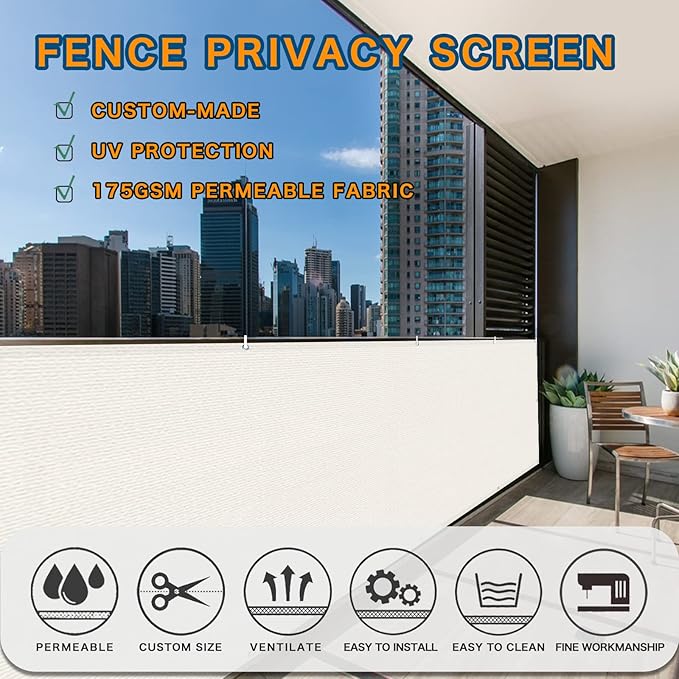 LOVE STORY Balcony Privacy Screen, 3'x16' Deck Shield Screen Fence Cover,UV Protection and Weather-Resistant,3 FT Height for Deck, Patio, Backyard, Outdoor Pool, Porch, Railing, White