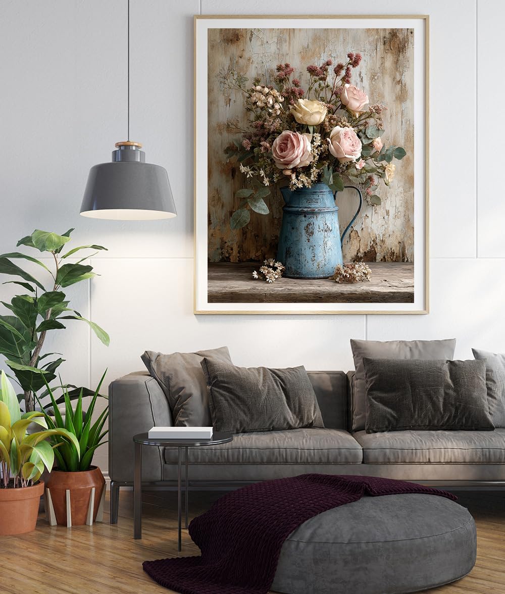 Moohue 14ct Counted Stamped Cross Stitch Kits for Adults Flowers Printed Cross Stitch Patterns Art Crafts Cross Stitch Supplies (Flowers 9)