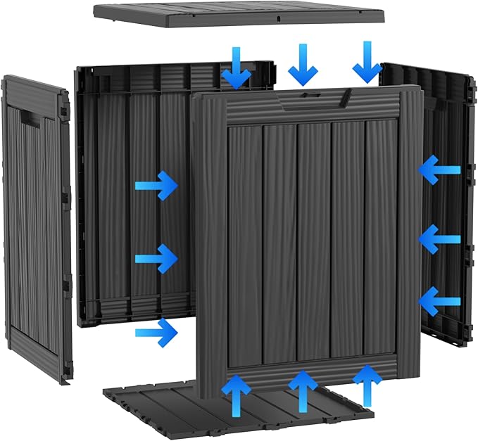 Two 28 Gallon Outdoor Storage Box, Resin Deck Boxes Waterproof, Indoor Outdoor Bin for Package Delivery, Patio Cushions, Gardening Tools, Lockable, UV Resistant