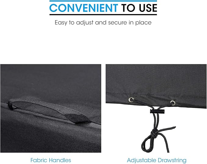 Unicook Square Fire Pit Cover 38 Inch, Heavy Duty Waterproof Fire Table Cover, Outdoor Firepit Protector with Drawstring and Handles, All Weather Protection, Black