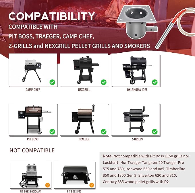Replacement 7 Holes Firepot and AC Hot Rod Combo kit for Traeger Pellet Grill & Smoker, Burn Pot Assembly Parts for Pit Boss, Camp Chef, Z-Grills (KIT0396, 74254)
