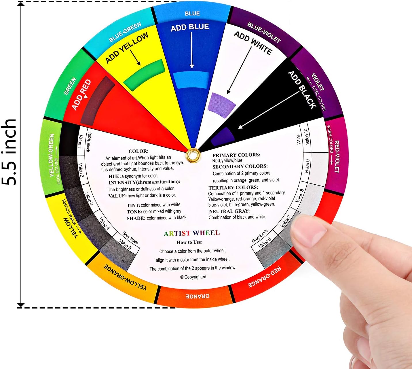 4 Pcs Color Wheel, Paint Mixing Learning Guide Art Class Teaching Tool - Blending Board Chart - Mix Colors (5.5 Inches, 9 Inches)