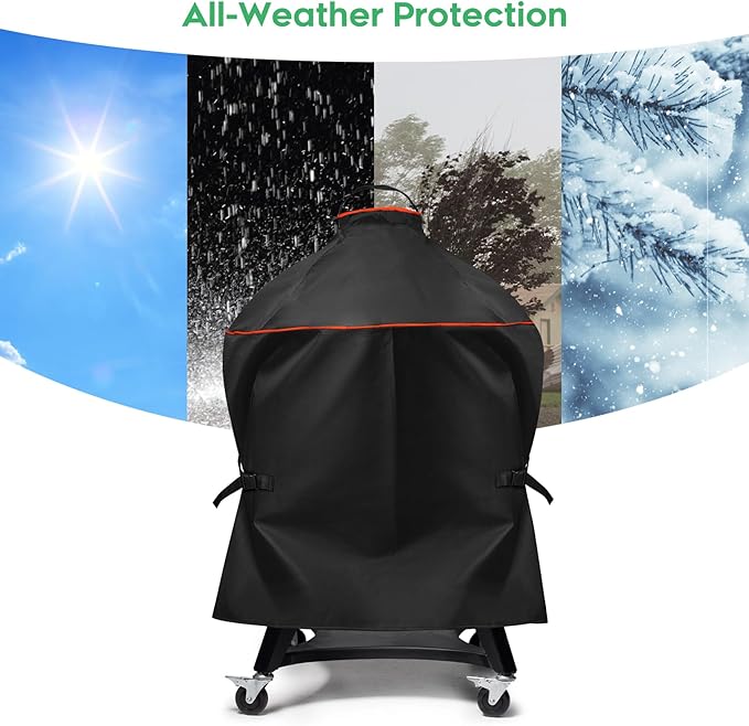 Heavy-Duty 600D Grill Cover fit for Kamado Joe KJ15080320 Kettle Joe and Other 22 inch Charcoal Kettle Grill with Similar Sizes, 28" Dia x 39" H