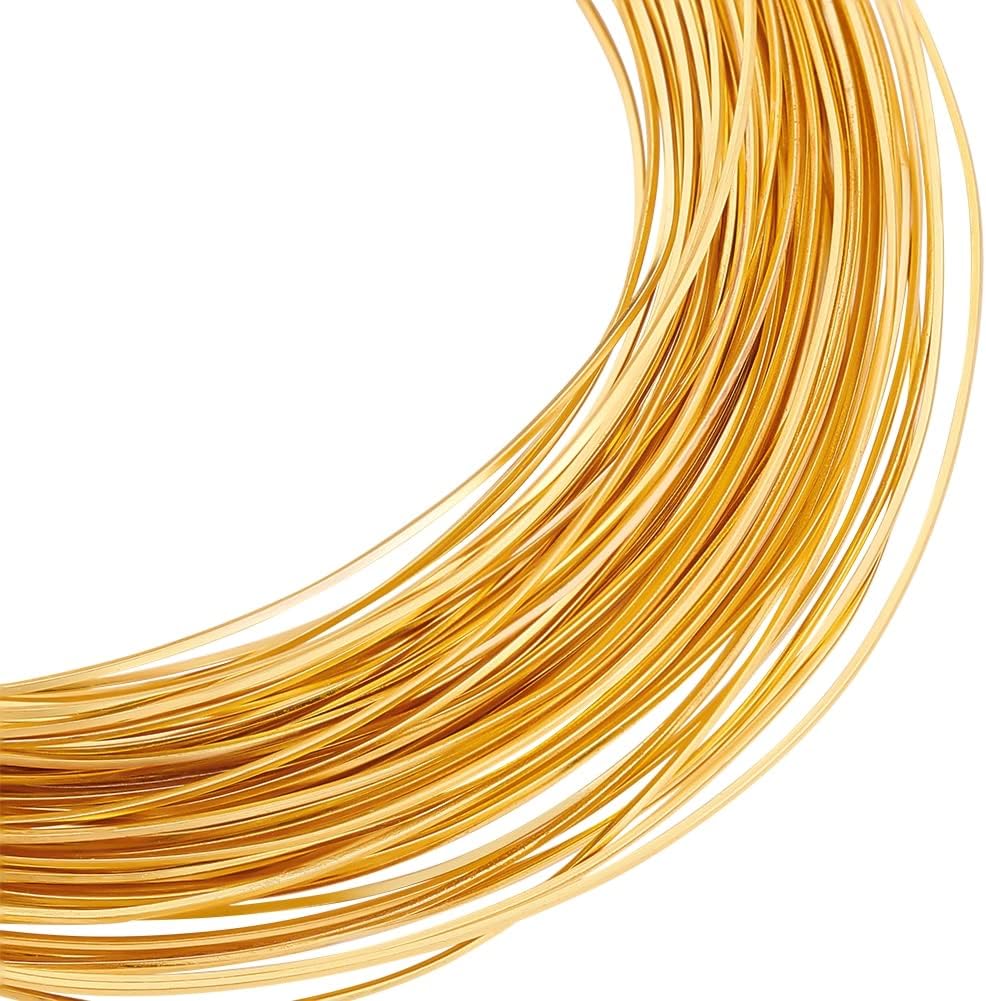 BENECREAT 26Gague 49.2 Feet Real 18K Gold Plated Square Brass Wire, Gold Soft Jewelry Wire for Necklace and Bracelet Making