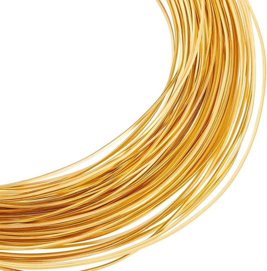 BENECREAT 26Gague 49.2 Feet Real 18K Gold Plated Square Brass Wire, Gold Soft Jewelry Wire for Necklace and Bracelet Making