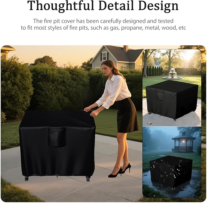 Chinchilla Heavy Duty 30 Inch Square Fire Pit Cover - 100% Waterproof & Weatherproof, Durable All-Season Protection for 28/29/30 Inch Propane Fire Pits and Tables