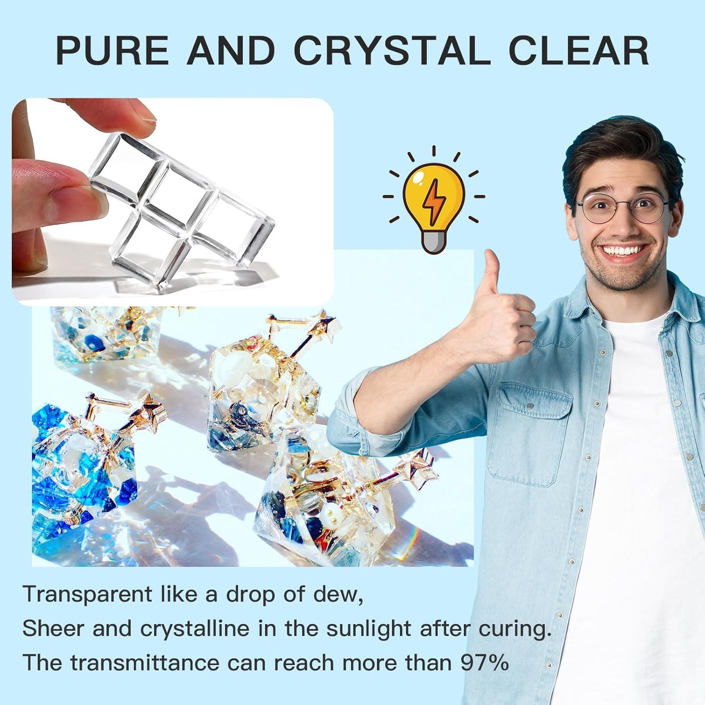 JDiction 200g UV Resin - New Formula Crystal Clear Solar Cure Sunlight Activated Hard UV Resin Kit for Jewelry Making, Casting and Coating DIY Crafts