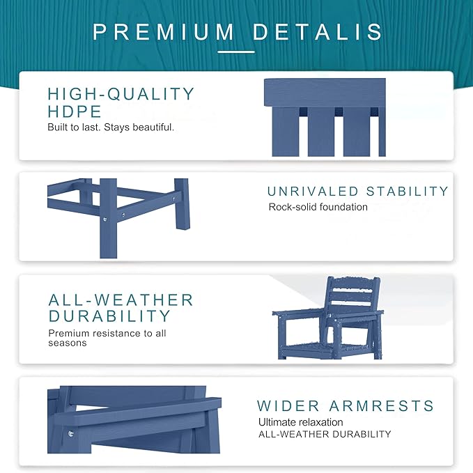 7 Piece Patio Dining Set with 11ft Patio Umbrella (Apple Green), 7 Navy Outdoor HDPE Dining Set with 6 Chairs + 1 Large Table, for Market, Pool, Garden, Backyard, Deck