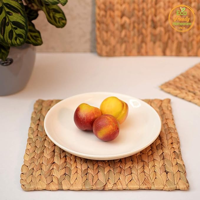 Boho Place Mats Set of 8, Square Table Mats Set of 8, Woven Placemats for Round Table, Chargers for Dinner Plates, Woven Chargers, Home Plate Mat, Outdoor Placemats, Manteles Individuales De Mesa