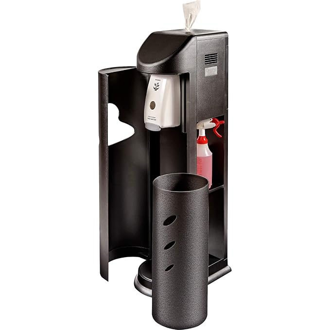 Zogics All-in-One Cleaning Station – Complete Sanitizing Station with Disinfecting Wipes Dispenser, Gel Dispenser, Trash Can and Storage, Black (1 Station)
