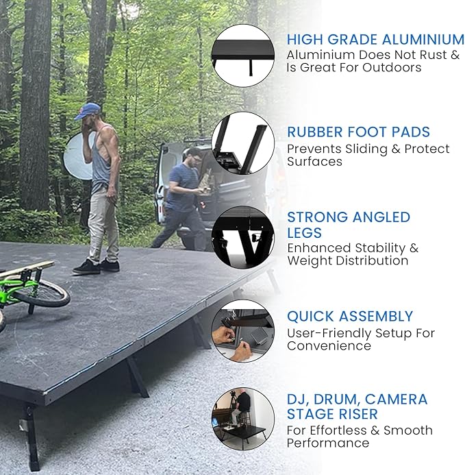 8'x28' MYSTAGE 14 Stage Platform - Portable, Folding Lightweight Aluminum Performance Deck with Adjustable Height 17"-28" - US Patented Design