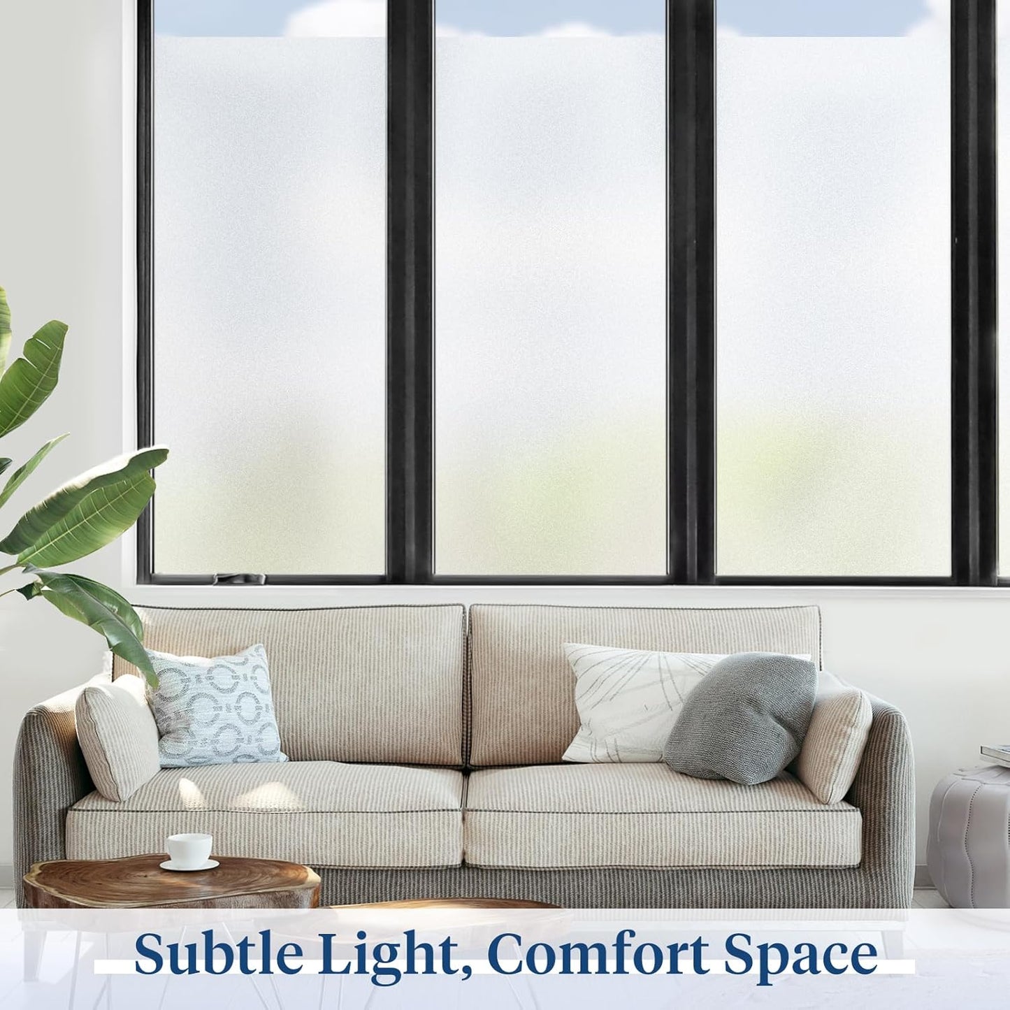 Haton Window Privacy Film Frosted Glass for Bathroom, Static Cling UV Sun Blocking Window Clings, Opaque Decorative Coverings Removable Sticker Heat Control Tint for Home Door, Pure 17.5" x 157.4"