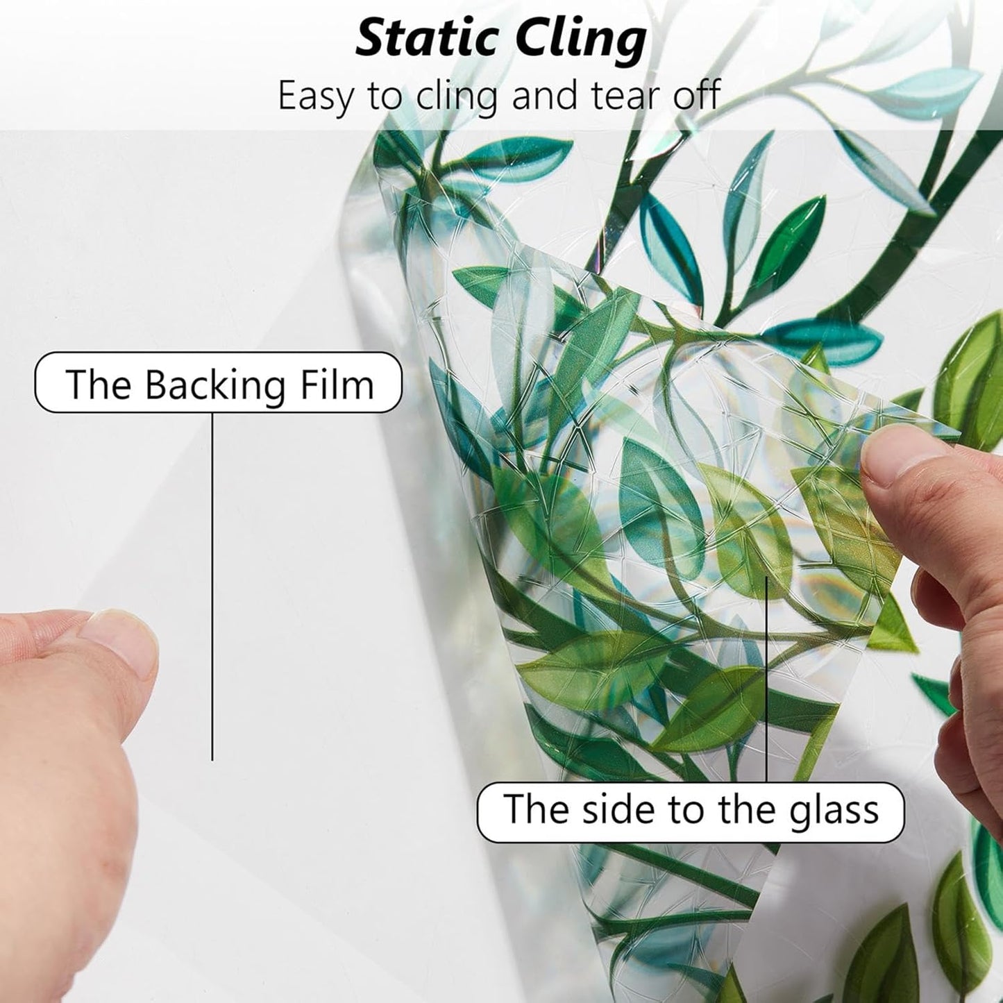 Finnez Window Privacy Film 3D Static Cling Window Film, No Glue Heat Control & 96% UV Blocking for Home Office, Decorative Frosted Glass Cover 23.6 Inch x 6.5 Feet