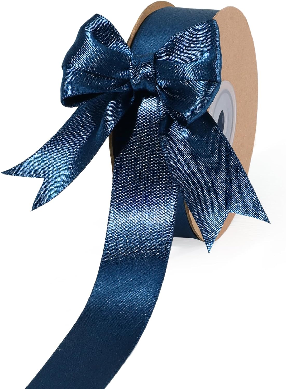 LaRibbons Navy Satin Ribbon 1 Inch 50 Yards Luxury Double Faced Blue Silk Ribbon for Flower Bouquet Crafts Gift Wrapping Wedding Bow Decoration