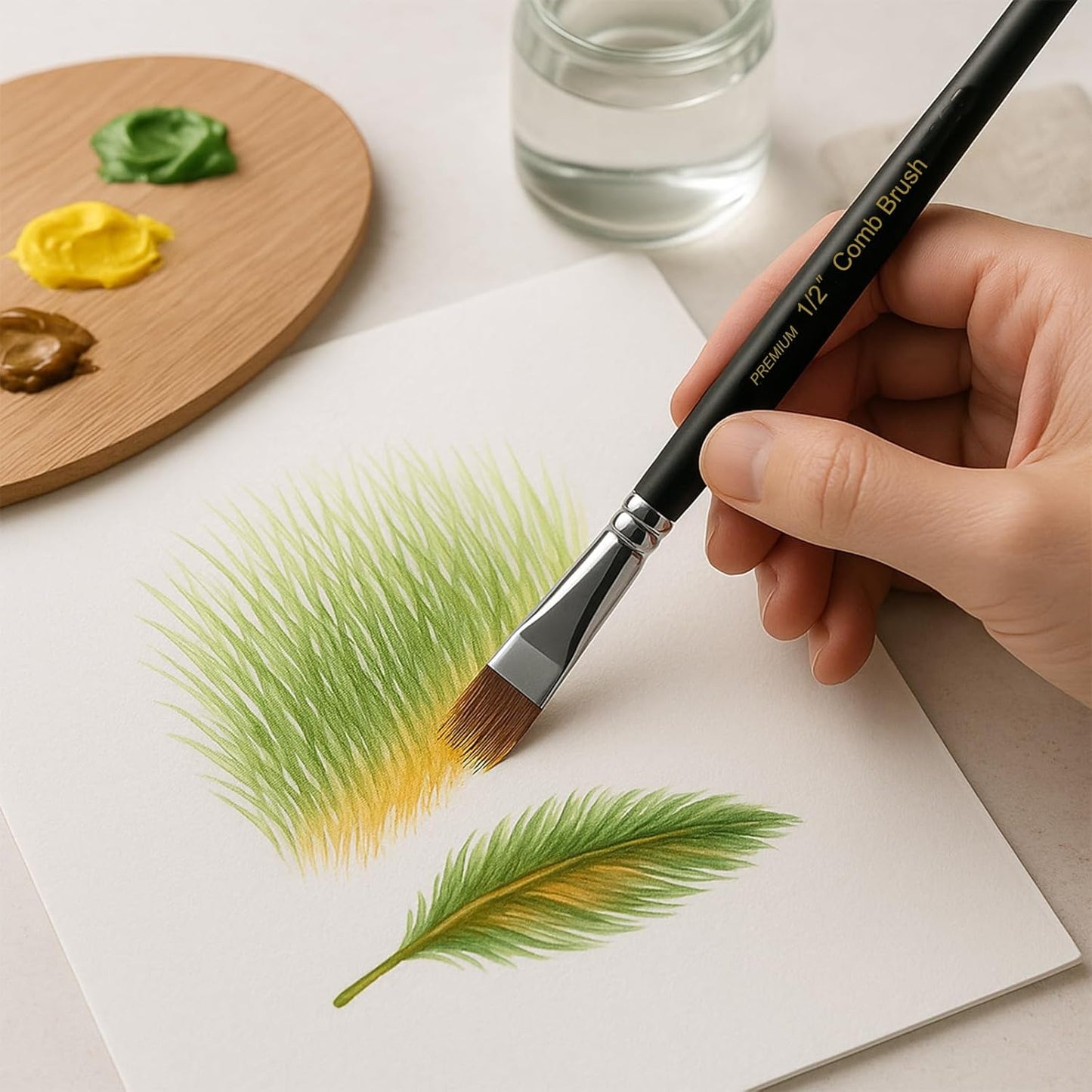 Paint Brush Comb Set - 4PCS Professional Grainer Brushes for Acrylic Painting, Oil & Watercolor - Texture Brushes for Artists & Beginners, Short Handle