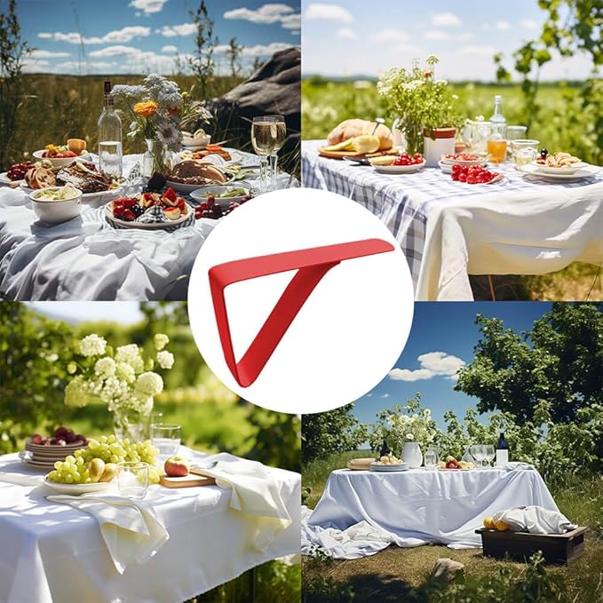 Large Tablecloth Clips Stainless Steel Rust Proof Table Cloth Clips Table Clips for Home, Restaurants, Picnic, Party, Dining Tables - Fits Up to 2.6 Inch Thick Tables 4Pcs Red
