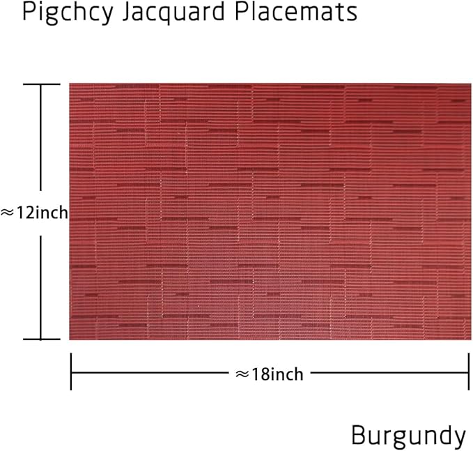 PIGCHCY Placemats Set of 12 Washable Durable Place Mats Vinyl Heat Resistant Non-Slip Table Mats Indoor Outdoor (Burgundy Red)