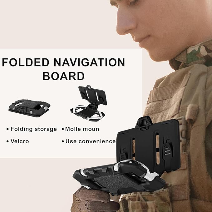 Plate Carrier Accessories Tactical Gear Molle Vest Phone Chest Mount Holder Agilite - Fits Screen Size 4.7"-6.7" (Black)