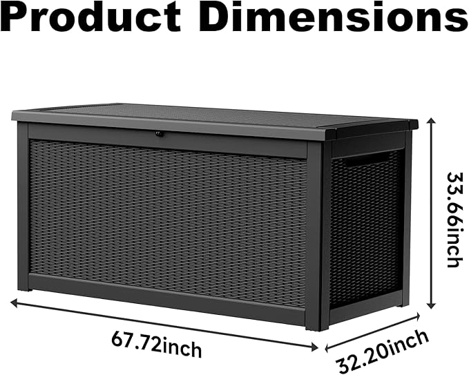 310 Gallon Lockable Outdoor Storage Box – Waterproof Resin Deck Box for Patio Furniture, Garden Tools, Pool Accessories (Black)