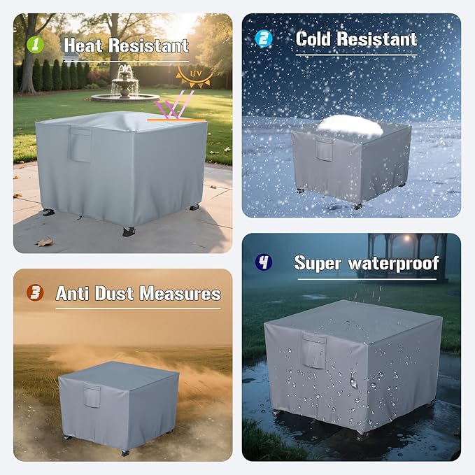 Chinchilla Heavy Duty 28 Inch Square Fire Pit Cover - 100% Waterproof & Weatherproof, Durable All-Season Protection for 26/27/28 Inch Propane Fire Pits and Tables