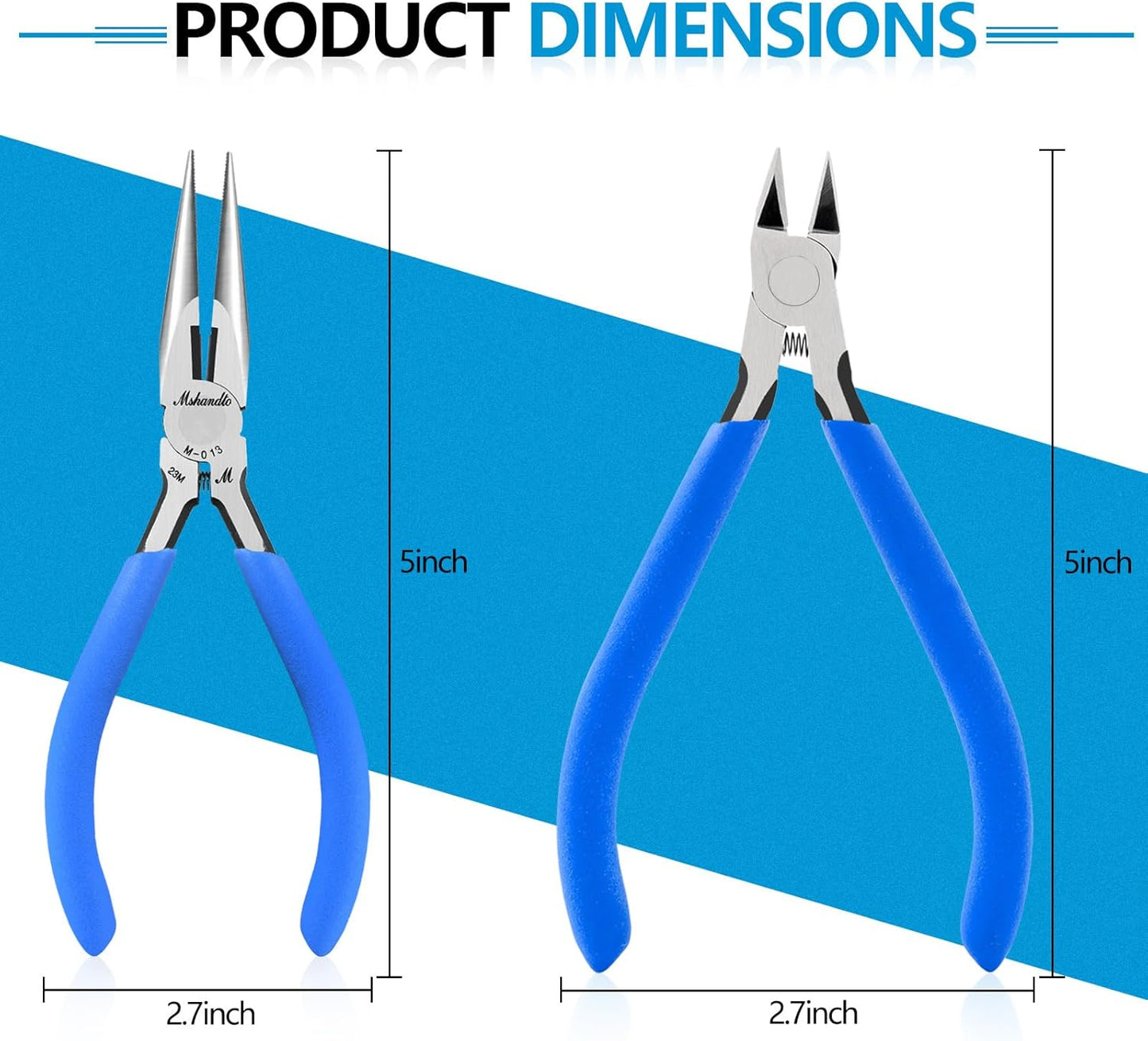 Needle Nose Pliers and Wire Cutters Set, 5" High Carbon Steel Pliers Set, Ultra-Sharp Crafts Diagonal Cutters, Long Nose Pliers for Jewelry Making, Electronics Repair, Object Grasping