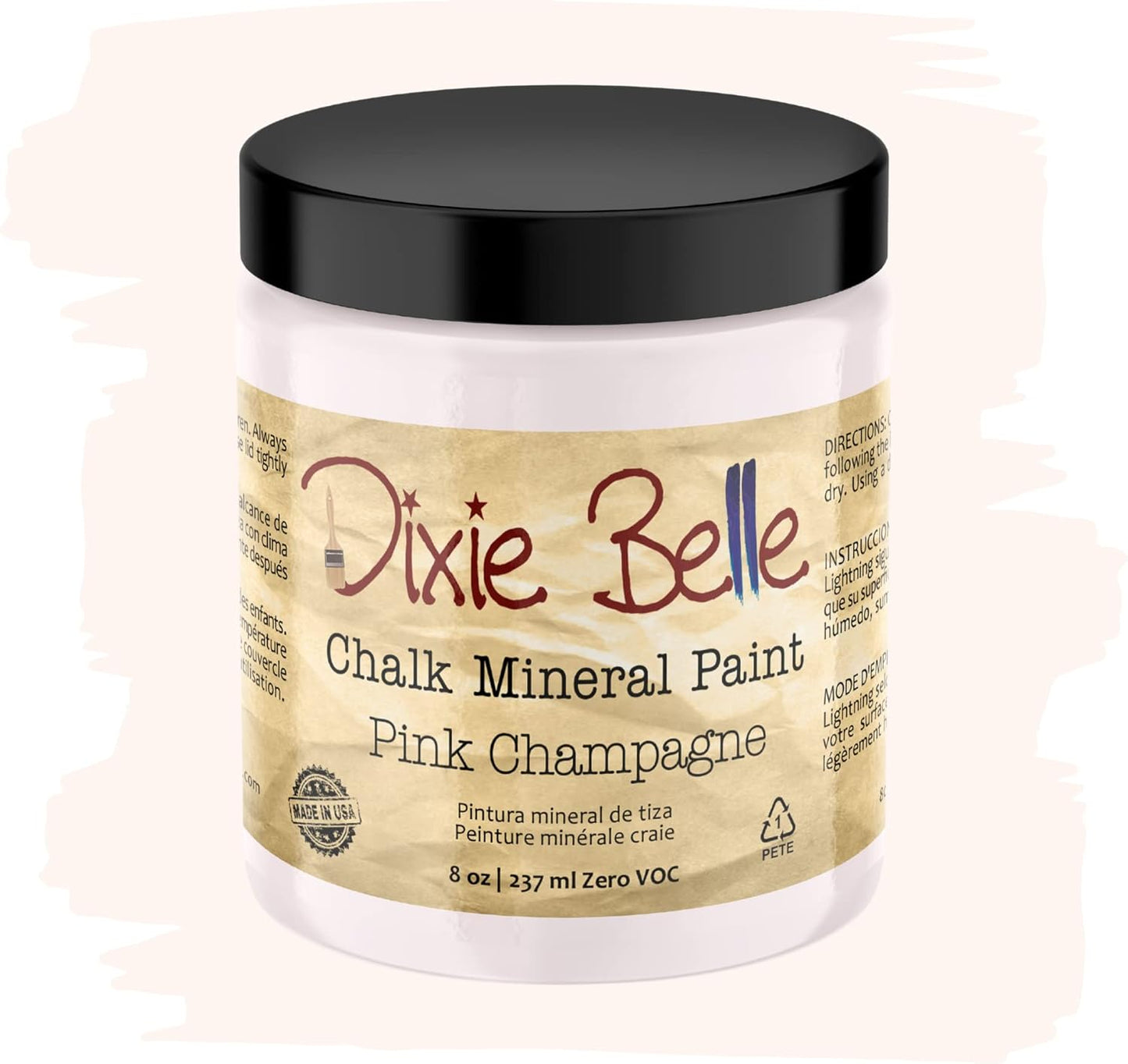 Dixie Belle Paint Company Chalk Finish Furniture Paint - Pink Champagne (8oz) - Matte Pale Pink Chic Chalk Mineral DIY Furniture Paint