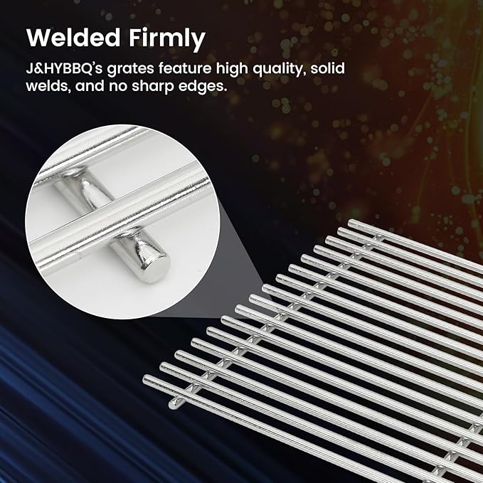 J&HYBBQ 17.4" Stainless Steel Grill Grates for Weber Spirit 300 & Spirit II 300 Series, Spirit 700, Genesis Silver/Gold/Platinum, Genesis 1000-3500 – Non-Stick, Rust-Resistant, Durable Cooking Grates