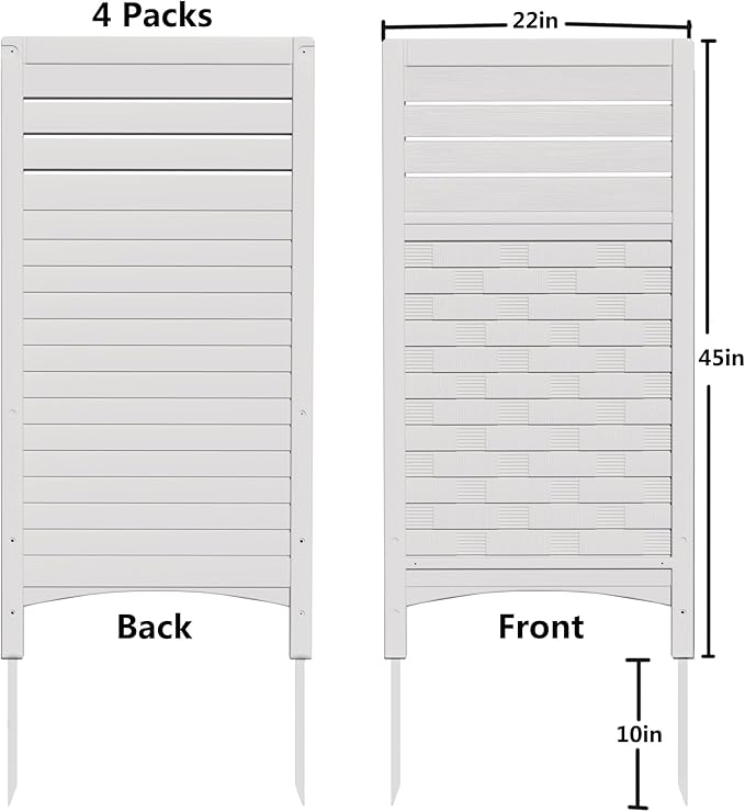 Outdoor Fence Privacy Panels,Resin Privacy Fence Panels for Outside,Air Conditioner/Trash Can/Pool Equipment Enclosure 4-Pack(Off-White)