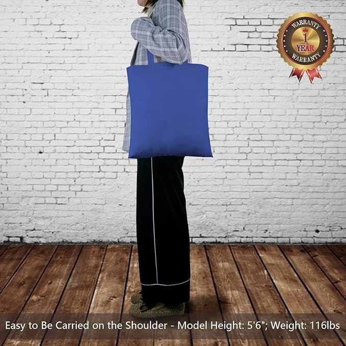 TOPDesign 24-Pack Economical 16"x15" Blue Cotton Tote Bag, Lightweight Medium Reusable Grocery Shopping Cloth Bags, Suitable for DIY, Advertising, Promotion, Gift, Activity