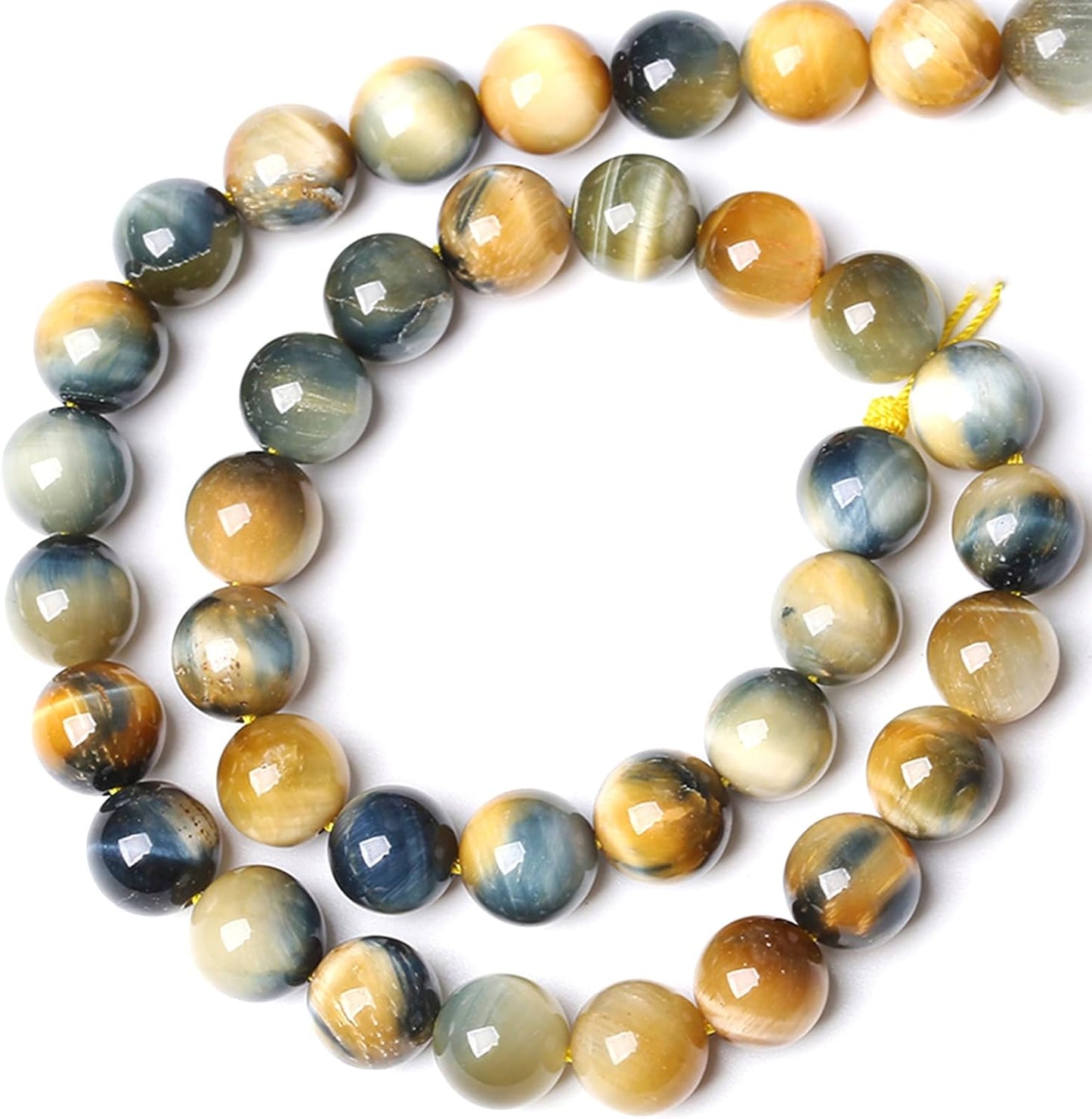 8MM Dream Blue Tiger Eye Stone Beads Natural Gemstone Round Loose Beads for Jewelry Making Bracelet Necklace 90pcs 2 Strands 32"