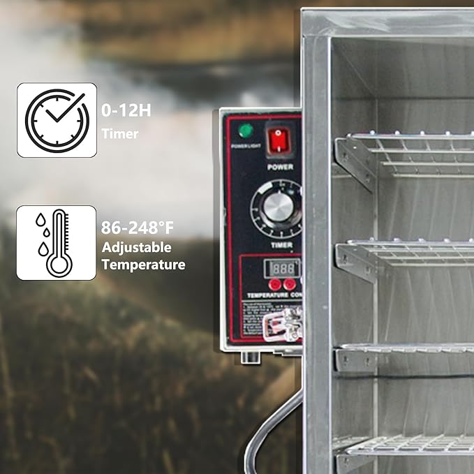 CLIVIA Electric Vertical Smoker, 9 Layers Outdoor Digital BBQ Smoker Oven with Adjustable Temperature&Time Controller, Barbecue Cooking, Grilling Smoking for Fish, Sausage, Jerky, Cheese