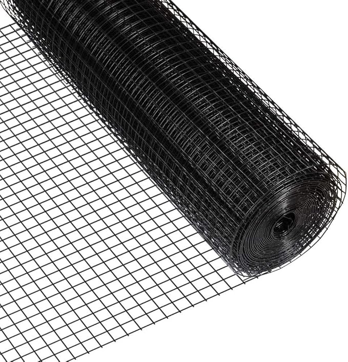 Fencer Wire 16 Gauge Black Vinyl Coated Welded Wire Mesh Size 1 inch by 1 inch (a. 2ft. x 50ft.)