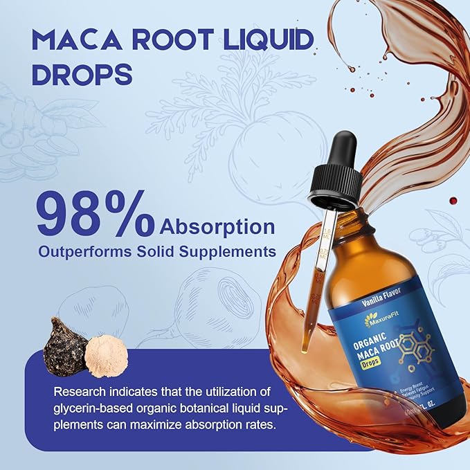 Maca Root Ashwagandha Liquid Drops - Maca and Ashwagandha Supplements with Goji Berry,Ginger Extract,L-Arginine and Magnesium Enhanced Energy 2 fl oz