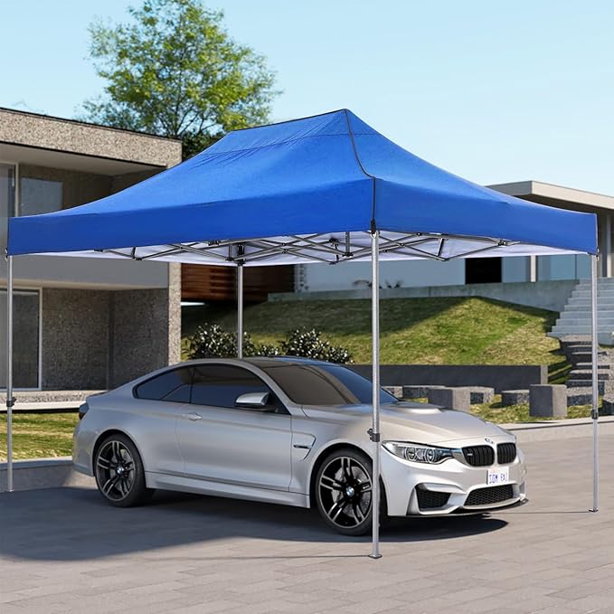 COBIZI 10x15 Pop up Canopy Tent 10x15 Canopy with 4 Sidewalls Waterproof Heavy Duty Commercial Canopy for Parties Outdoor Garden Gazebo Tent, Carry Bag(10x15ft, Blue)