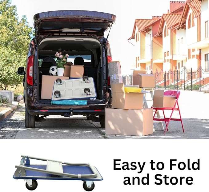 330 lbs Foldable Platform Truck Dolly with Swivel Wheels, Heavy Duty Moving Platform Hand Truck, 28.35 * 18.50 * 31.89 inches (PH150IRON)