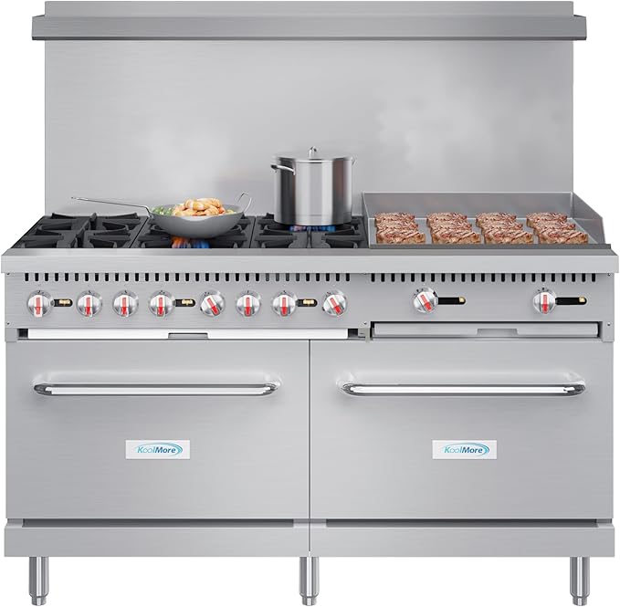 KoolMore 60 in. 6 Burner Commercial Liquid Propane Range with 24 in. Griddle (KM-CRG60-LP)