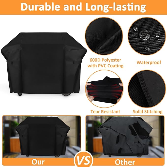 Grill Cover for Weber Genesis II 400 Series, 4 Burner Waterproof Cover for 7131 Weber Genesis II LX 400 Series Summit 400 Grills Cover, 65 Inch BBQ Outdoor Cover for Genesis2 Grill