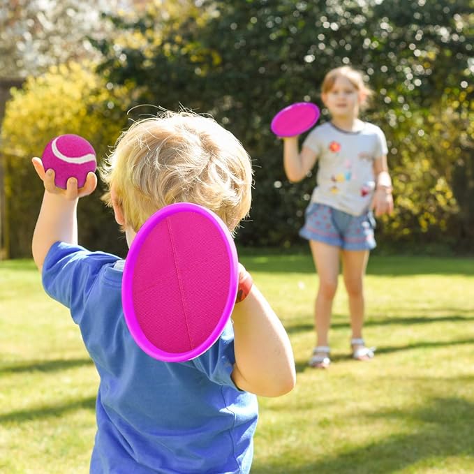EVERICH TOY Upgraded Toss and Catch Ball Game Set, Kids Toy Stocking Stuffers for Boys Girls Ages 3-12, Includes 2 Paddles 2 Sticky Balls, Water-Resistant Indoor Outdoor Toy for Beach Pool Yard
