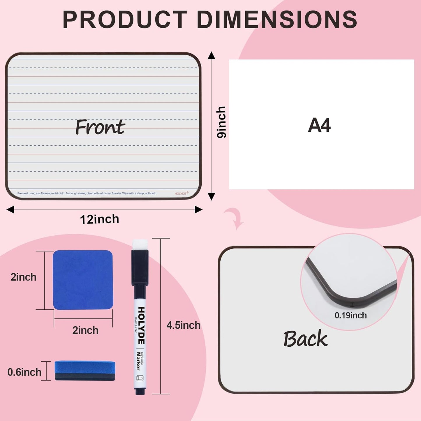 Dry Erase Boards 6 Pack, Double Sided Magnetic Small Whiteboards with Lines for Kids, Students, Teacher & Classroom Pack, Including 52 Pcs Alphabet Letters for Preschool Spelling
