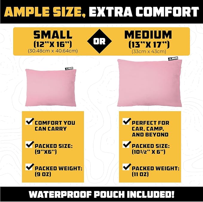 Wise Owl Outfitters Camping Pillow – Memory Foam Travel Pillow for Airplane Sleeping, Hiking, Backpacking & Outdoor Use - Small & Portable for Adults, Car, Camp & Tent