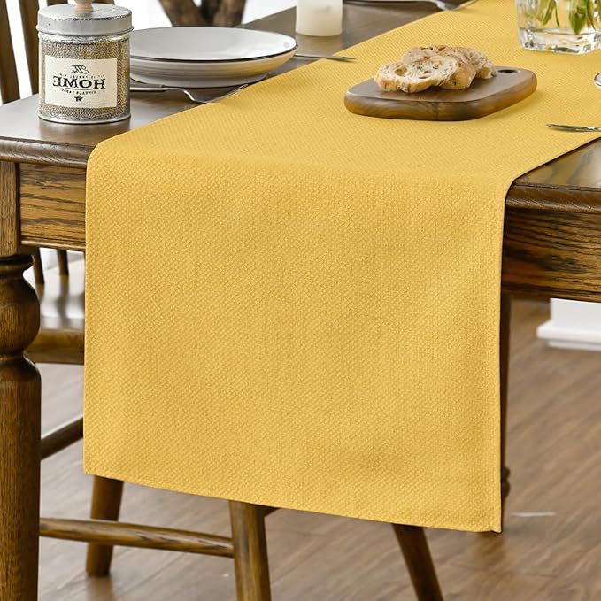 Artoid Mode Yellow Table Runner, Seasonal Summer Fall Washable Kitchen Dining Table Decoration for Home Party Decor 13x120 Inch