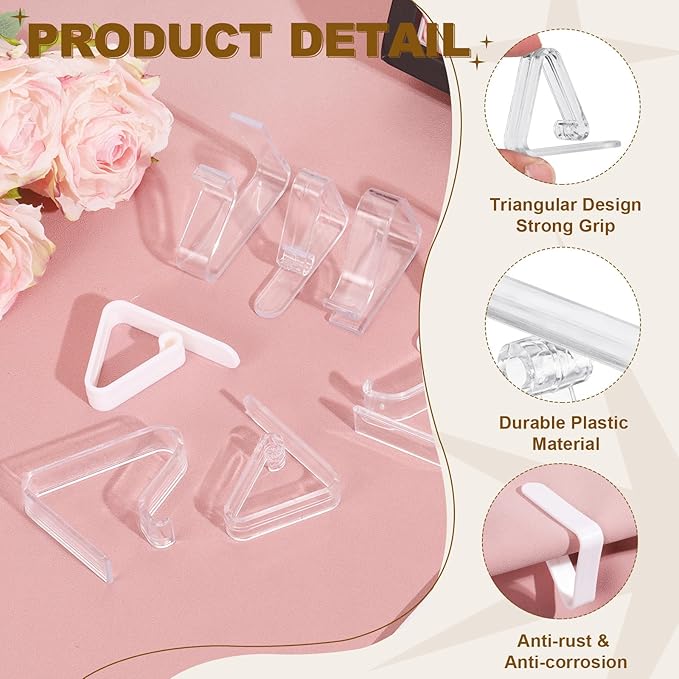 uxcell 32 Pack Plastic Tablecloth Clips, Table Cloth Cover Clamps Windproof Holder Clips 2.17" x 1.69" for Home Party Picnic Wedding Camping Dining Tables, Clear