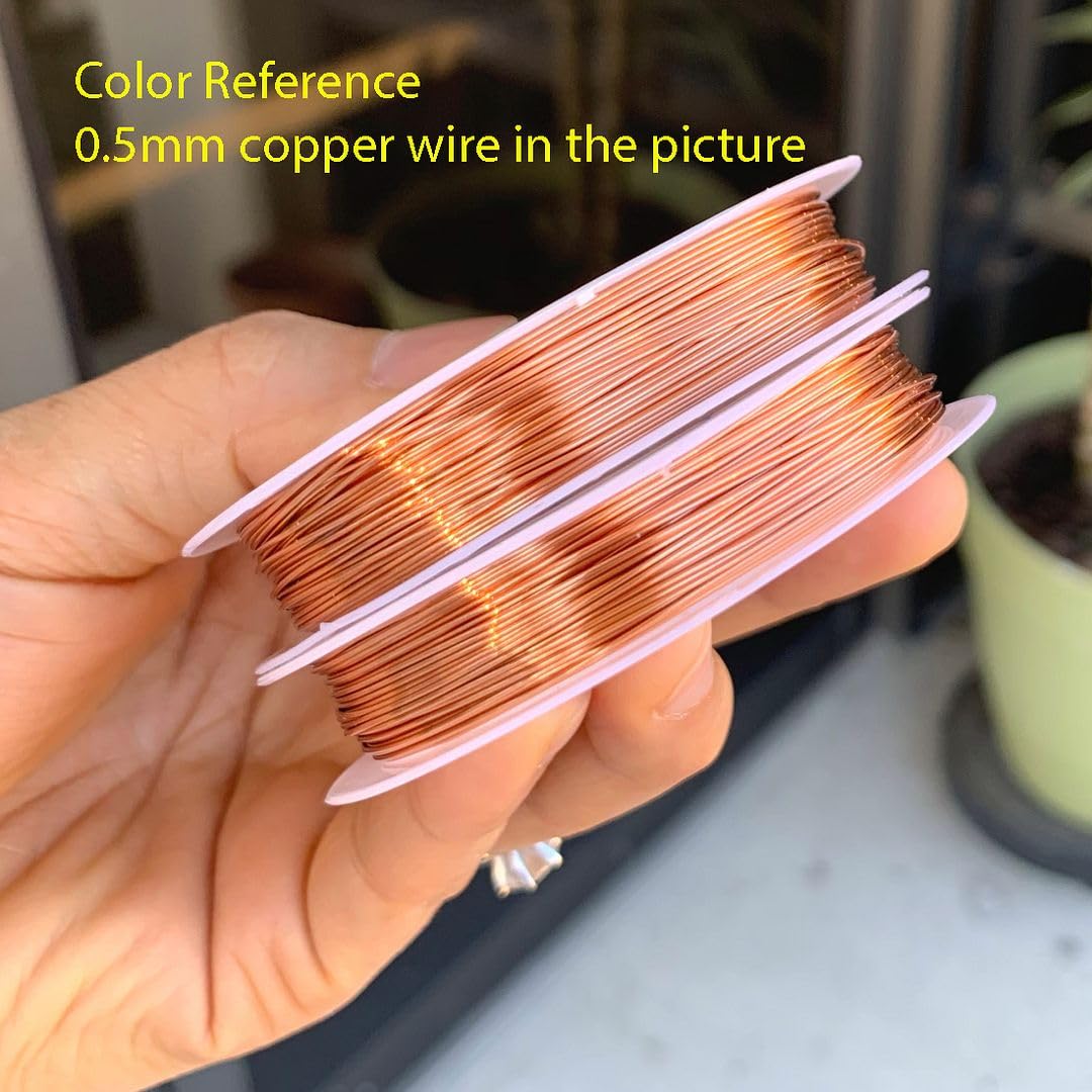 Adabele 82 Feet Premium Tarnish Resistant Round Bare Raw Jewelry Copper Wire Beading Wire Spool Bulk (0.7mm/21 Gauge) for DIY Craft Jewelry Making BF287-7