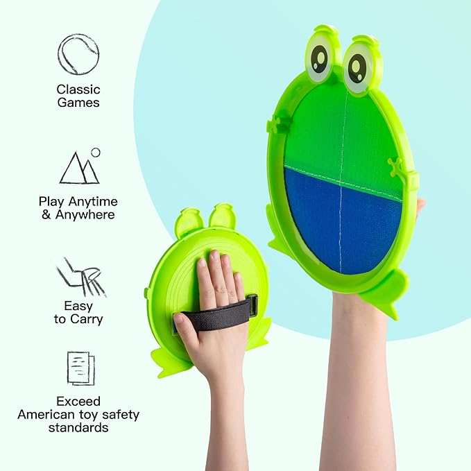 EVERICH TOY Upgraded Toss and Catch Ball Game Set, Kids Toy Stocking Stuffers for Boys Girls Ages 3-12, Includes 2 Paddles 2 Sticky Balls, Water-Resistant Indoor Outdoor Toy for Beach Pool Yard
