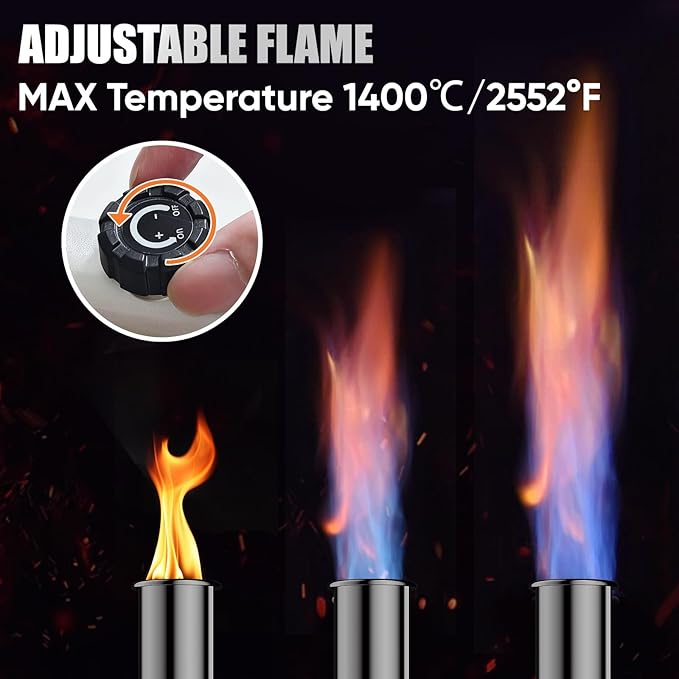Powerful Propane Torch Head, Culinary Torch Lighter, Kitchen Cooking Torch, Adjustable Blow Torch for Sous Vide Searing Steak, Grill, Charcoal Starter, Campfire(Propane Tank Not Included)