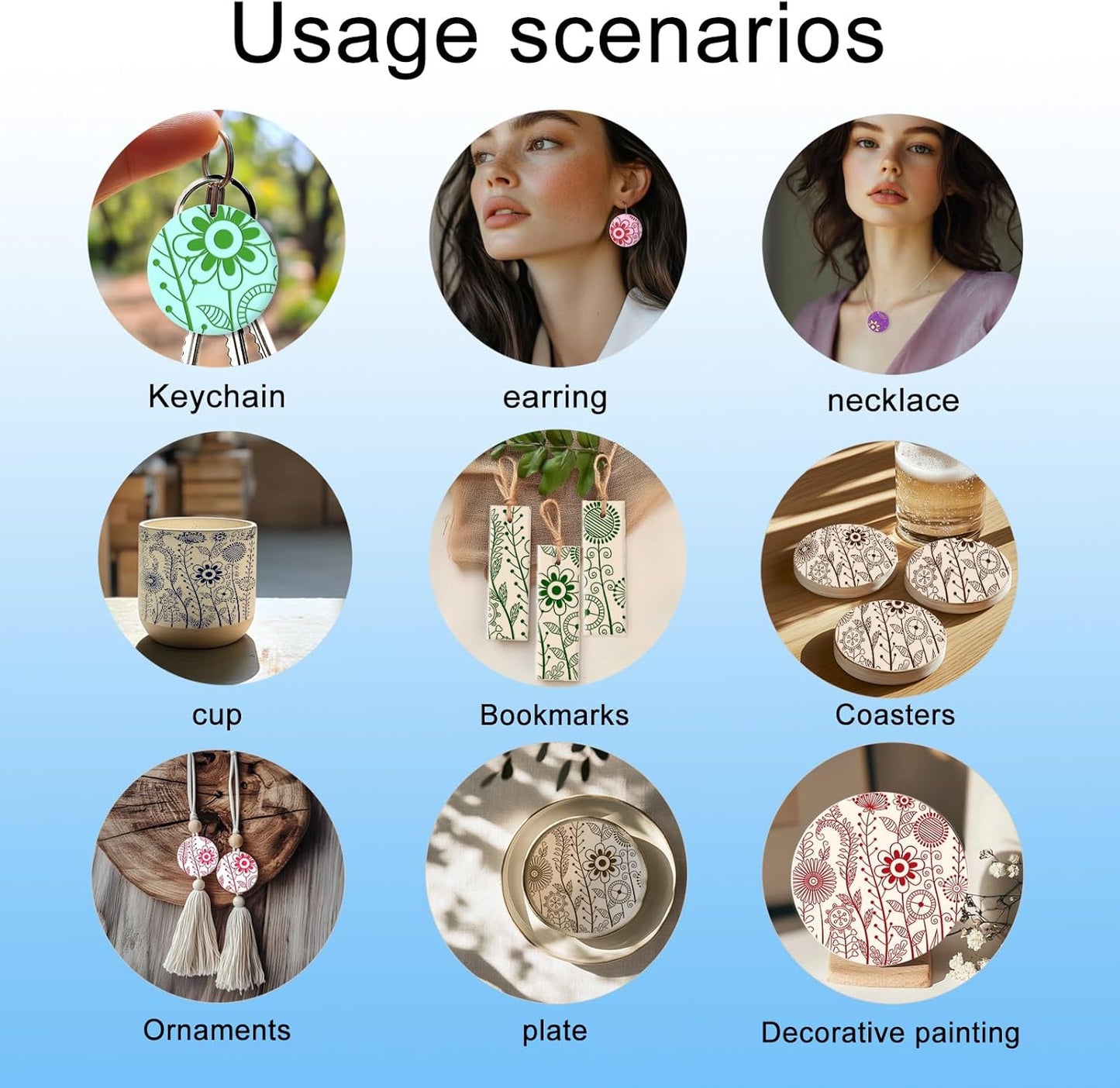 CHGCRAFT Abstract Wildflowers Polymer Clay Texture Sheets Geometric Flowers Silicone Stamp Clay Texture Mat Modeling Pattern Pad Texture Sheets for Jewelry and Clay Earrings Tools, 5.5x5.5 inch