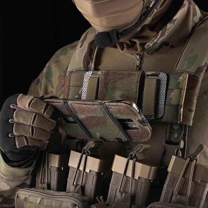 Let Me Be Airsoft Plate Carrier Molle Phone Carrier Outdoor Lightweight Navigation Board，Wide Angle Foldable Phone Holder Chest Rig Hovering Mount Tactical Vest Accessory (Wolf Gray)