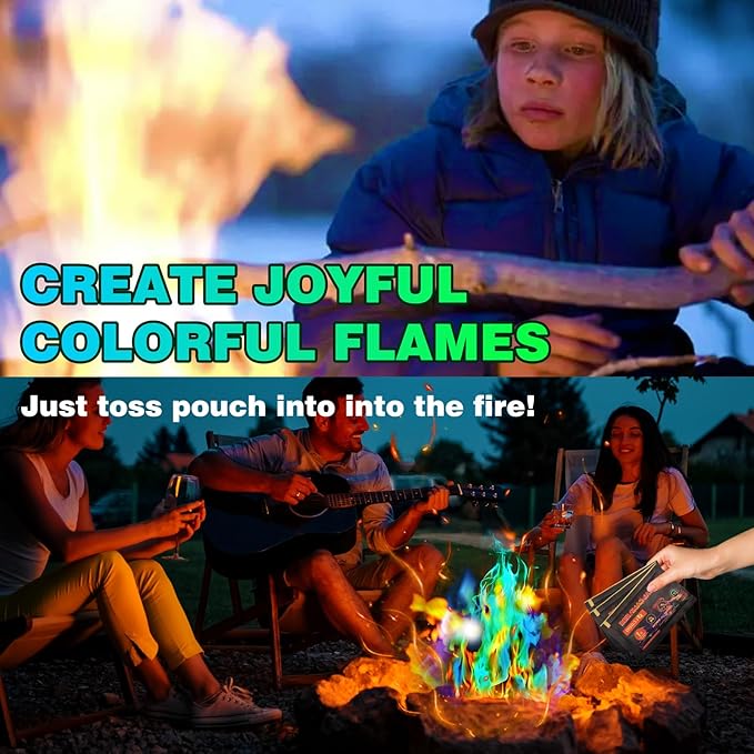 Fire Color Changing Packets for Campfire, Bonfire & Outdoor Fireplaces - Magical Color Flame Packets
