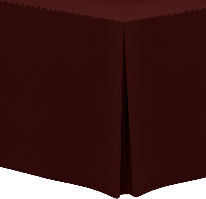 Ultimate Textile -10 Pack- 5 ft. Fitted Polyester Tablecloth - Fits 30 x 60-Inch Banquet and Folding Rectangular Tables - 42" H, Burgundy Red